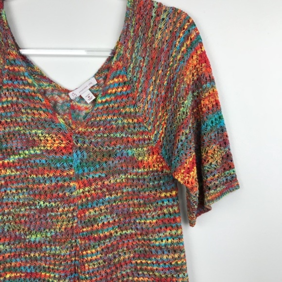 Crocheted colorful knit top Petite Medium - Picture 2 of 7